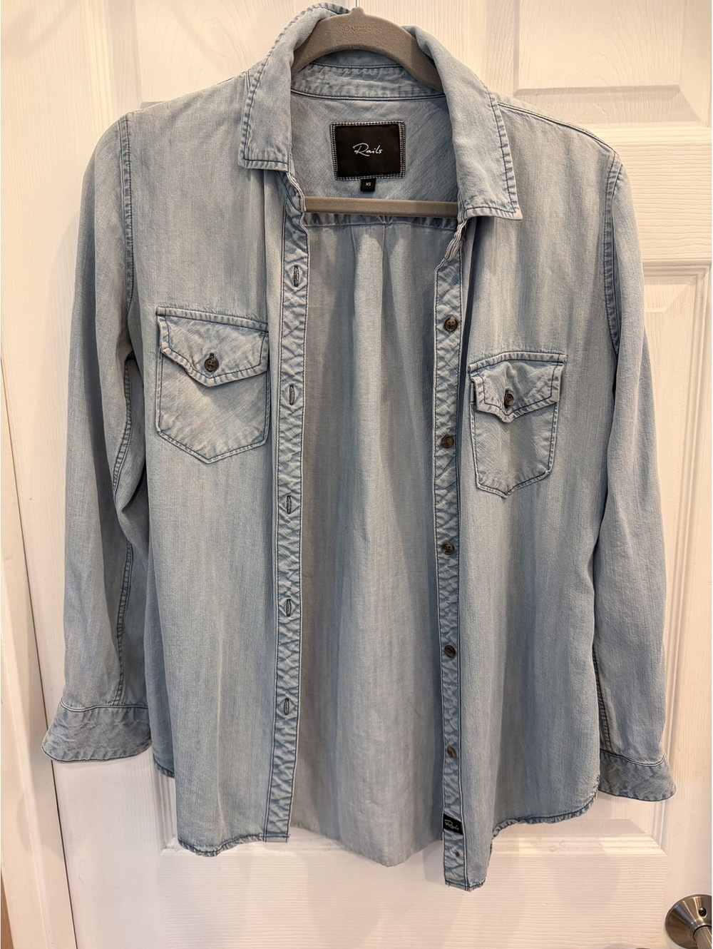 Rails Light Wash Denim Button-Up Shirt